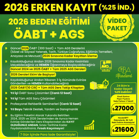 2026 BEDEN EĞİTİMİ ÖABT + AGS VİDEO DERS (24 Ekim'e Kadar %25 İndirimli)