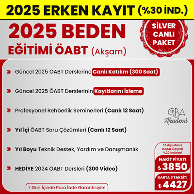 2025 BEDEN EĞİTİMİ ÖABT (Akşam) CANLI DERS (SİLVER PAKET)