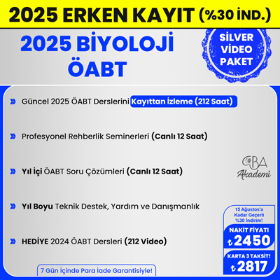 2025 BİYOLOJİ ÖABT VİDEO DERS (SİLVER PAKET)