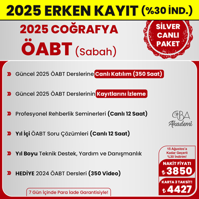 2025 COĞRAFYA ÖABT (Sabah) CANLI DERS (SİLVER PAKET)