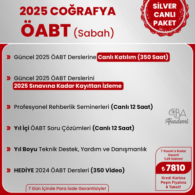 2025 COĞRAFYA ÖABT (Sabah) CANLI DERS (SİLVER PAKET)