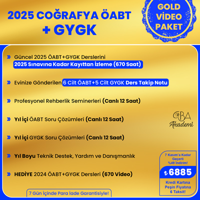 2025 COĞRAFYA ÖABT + GYGK VİDEO DERS (GOLD PAKET)