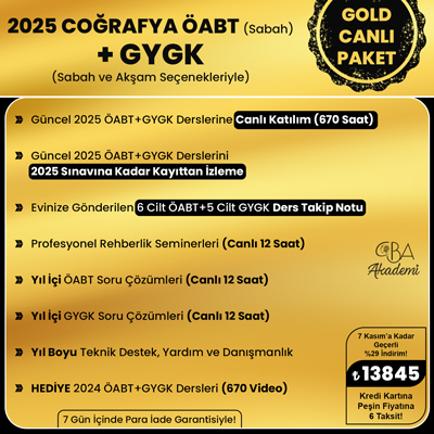 2025 COĞRAFYA ÖABT (Sabah) + GYGK CANLI DERS (GOLD PAKET)