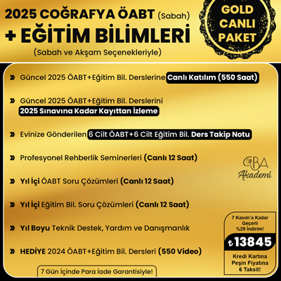 2025 COĞRAFYA ÖABT (Sabah) + EĞİTİM BİL. CANLI DERS (GOLD PAKET)