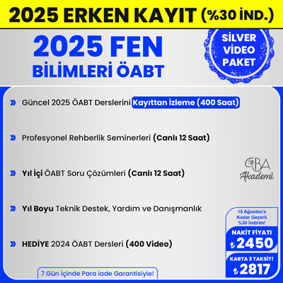 2025 FEN BİLİMLERİ ÖABT VİDEO DERS (SİLVER PAKET)