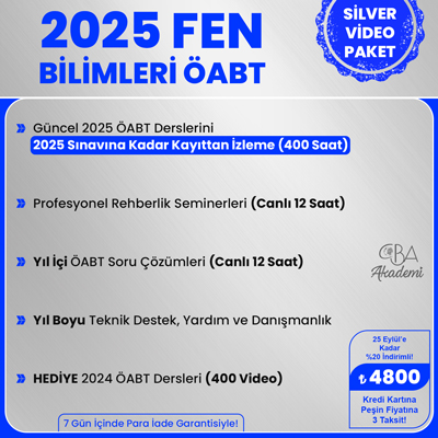 2025 FEN BİLİMLERİ ÖABT VİDEO DERS (SİLVER PAKET)