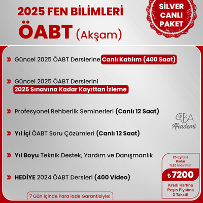 2025 FEN BİLİMLERİ ÖABT (Akşam) CANLI DERS (SİLVER PAKET)