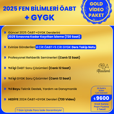 2025 FEN BİLİMLERİ ÖABT + GYGK VİDEO DERS (GOLD PAKET)