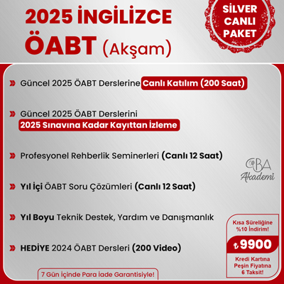 2025 İNGİLİZCE ÖABT (Akşam) CANLI DERS (SİLVER PAKET)