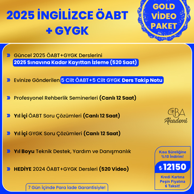 2025 İNGİLİZCE ÖABT + GYGK VİDEO DERS (GOLD PAKET)