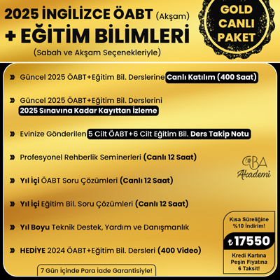 2025 İNGİLİZCE ÖABT (Akşam) + EĞİTİM BİL. CANLI DERS (GOLD PAKET)