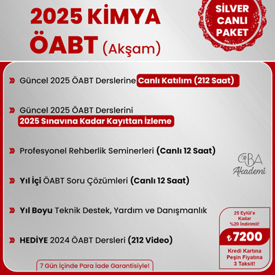 2025 KİMYA ÖABT (Akşam) CANLI DERS (SİLVER PAKET)