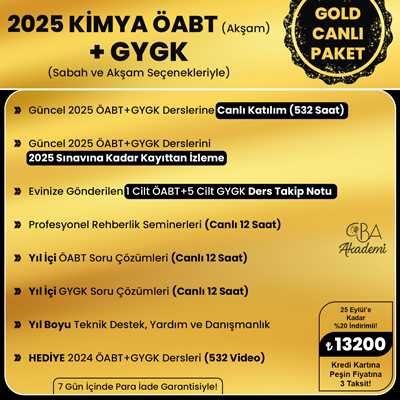 2025 KİMYA ÖABT (Akşam) + GYGK CANLI DERS (GOLD PAKET)