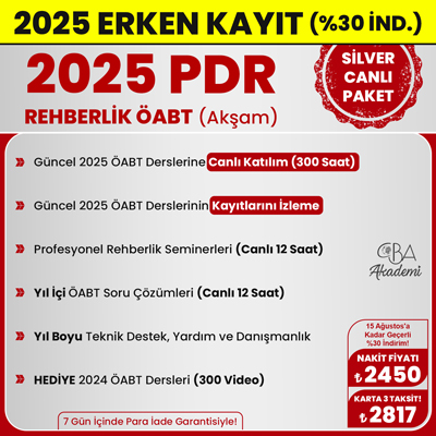 2025 PDR REHBERLİK ÖABT (Akşam) CANLI DERS (SİLVER PAKET)