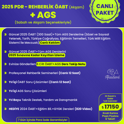 2025 PDR REHBERLİK ÖABT + AGS CANLI DERS