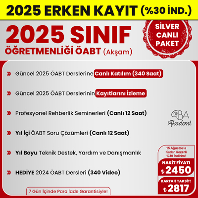2025 SINIF ÖĞRETMENLİĞİ ÖABT (Akşam) CANLI DERS (SİLVER PAKET)