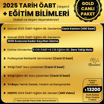 2025 TARİH ÖABT (Akşam) + EĞİTİM BİL. CANLI DERS (GOLD PAKET)