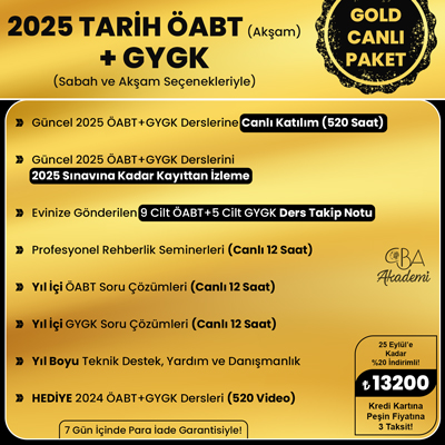 2025 TARİH ÖABT (Akşam) + GYGK CANLI DERS (GOLD PAKET)