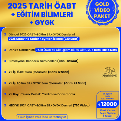 2025 TARİH ÖABT + EĞİTİM BİL. + GYGK VİDEO DERS (GOLD PAKET)